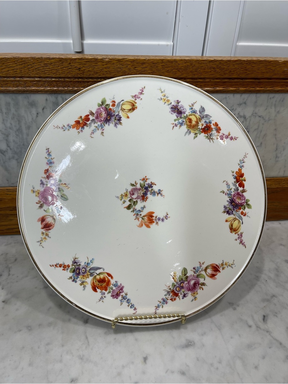 Antique Roesler Porcelain Floral Cake Plate